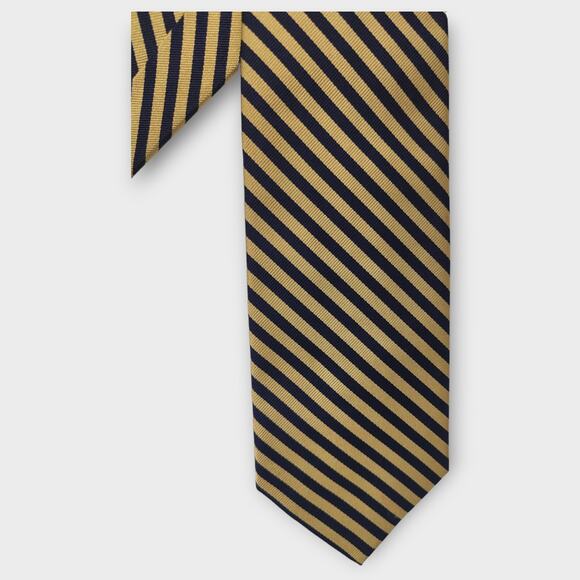 NEW With TAGS - Mens Brooks Brothers Makers Gold & Blue Tie Pure Silk 58" Length - Picture 2 of 5